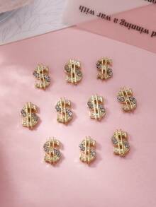 10个闪亮金色美元符号美甲装饰吊坠，3D合金货币符号DIY美甲饰品，女孩礼物，金属比索符号，可用于美甲、手机壳、鞋子、衣服、包包、工艺品、美甲用品 - 彩色 - 查看 5