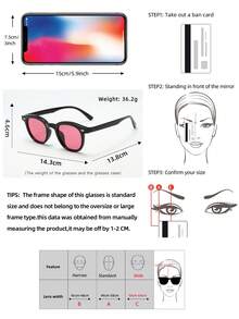 1pc Cat Eye Small Frame Fashion Glasses, High-Quality Personality Minimalist Fashion Glasses, Suitable For Party, Casual, Travel, Beach, Daily Wear - Black Frame Red Film - View 3