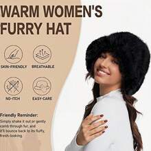 Sombrero de cubo de piel sintética para mujer, sombrero de cubo ancho y ajustable de pelo largo y esponjoso, sombrero de moda de invierno - Multicolor-B - Ver 3