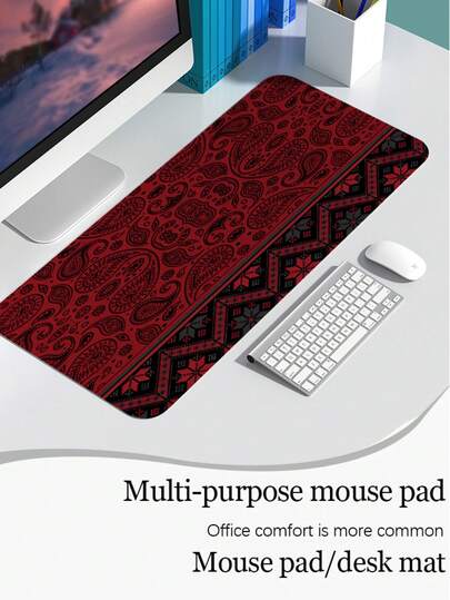 一体式复古复杂图案PU皮革鼠标垫，2毫米厚，小型办公桌垫，适合学生/游戏玩家/笔记本电脑用户，防水防滑，必备办公配件。