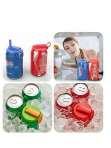 1pc Silicone Soda Can Straw Sleeve - Creative Reusable Non-Slip Cover, Suitable For Sparkling Water, Back To School Essential - Multicolor - View 4