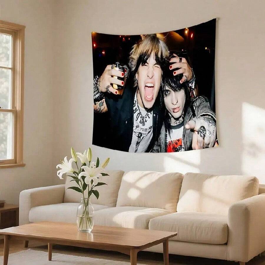 1pc Jake Johnnie Sam Colby American Flag Tapestry Wall Hanging Tapestry Art Deco Blanket Curtain Hanging At Home Bedroom Living(5).Jpg - 白色 - 查看 1