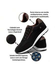 Kit 2 Tenis Jogger Masculino Confortável Leve + Relógio Macio - Multicolorido - Visão 3
