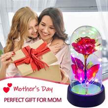 Eternal Glass Rose With LED Lights In Dome - Romantic Gift For Her, Valentine's Day, Mother's Day, Christmas, Birthday - 蝴蝶大紅彩燈 - 查看 4