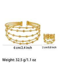 [Saudi Arabia Valentine's Day Gift] 24k Gold-Plated Bohemian Adjustable Bracelet And Ring Jewelry Set, 2pcs Women's Exquisite Jewelry Bracelet, Luxurious And Fashionable Texture, Multiple Styles To Choose From, Making It The Perfect Gift For Your Partner On Valentine's Day And A Fashionable Jewelry For Daily Wear - Multicolor - View 5