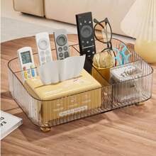 1个桌面收纳盒，客厅整理盒，多隔层分类收纳盒，文具、茶几、遥控器、化妆品多功能收纳盒。化妆品和洗漱用品收纳。 - 彩色 - 查看 6