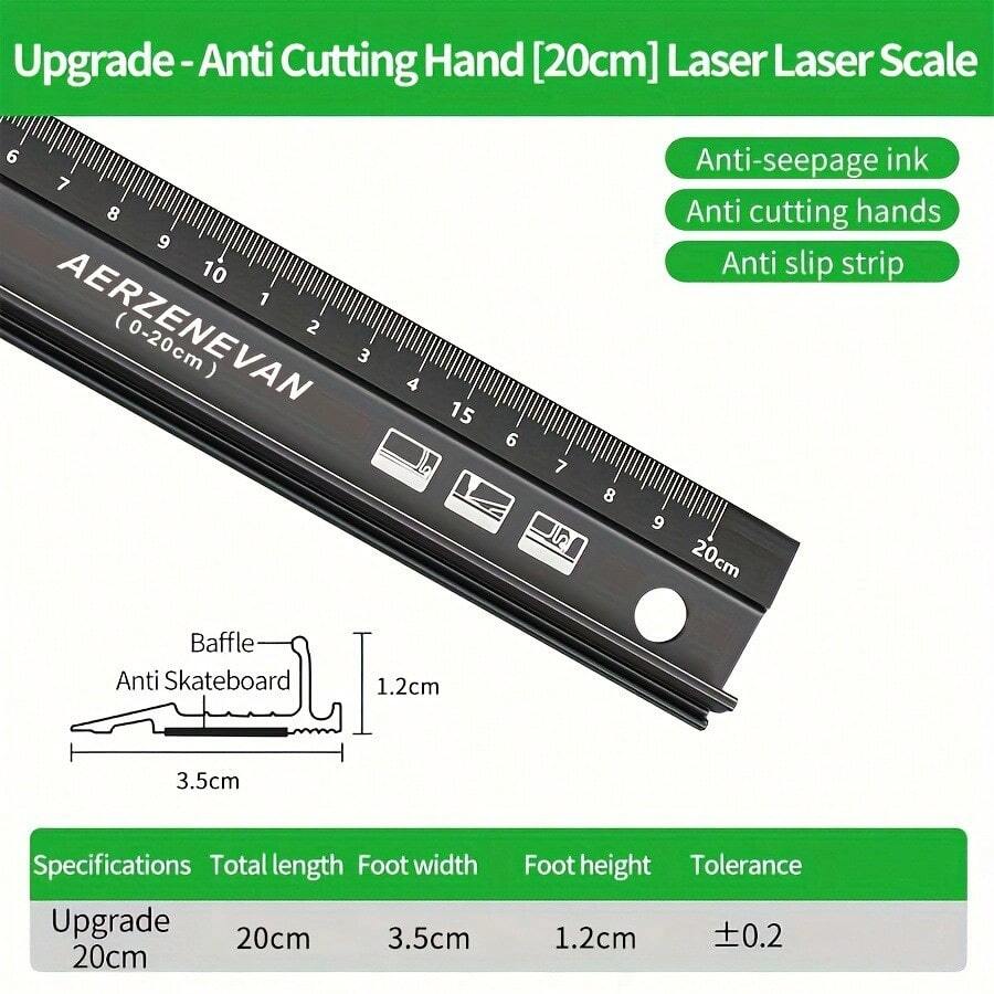 [1pc High Precision Aluminum Ruler] 1pc BAOLIAN Aluminum Alloy Ruler - Multi-Functional Protective Straight Edge, High Precision, Cut Resistant, Non-Slip, Ink-Proof, Industrial Grade Measuring Tool - A - View 1