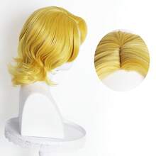 Yewell Gold Highlights With Beige Hair Cosplay Wig Role-Playing Headgear 12 Inch Daily Series Mobile Suit Cosplay Headgear Series Multi-Style Interpretation Of Cartoon Anime Suitable For Private Parties Daily Role-Playing Halloween Sakamoto Daily Life - Gold - View 2