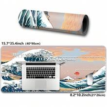 XXL Size Black & White Wavy Pattern Gaming Mouse Pad, Non-Slip Rubber Base, Washable Surface, Soft & Stylish Rectangular Desk Mat Suitable For Computer, Laptop And Office/Gaming Environment, Artistic Wavy Design Mousepad Study Table Mouse Pad For Desk Desk Decor - Multicolor - View 5