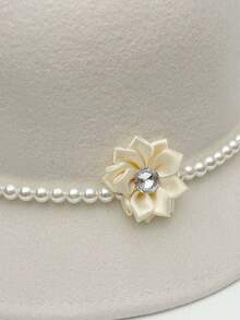 Shiny Polyester Pearl Flower Wool Bucket Hat, Elegant French Retro Small Basin Hat, Suitable For Autumn/Winter, Graceful Elegant Lady Gift - Multicolor - View 9