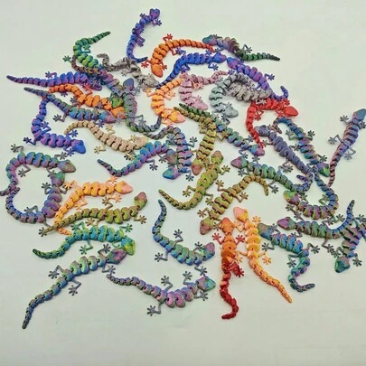 2/5/10/20/30pcs Gecko Figurines, With Gift Bags - Movable Joints, Vibrant Colors - Party Favor Packs, Colorful Animal Models, Suitable For Birthday Gifts, Holiday Gifts - Party Favor Bag Fillers, Easter Gifts - Office Decor, Desktop Ornaments