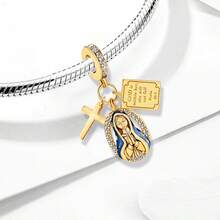 1 mặt dây chuyền hình thánh giá Đức Mẹ Maria thời trang, phù hợp để làm vòng tay DIY cho nữ. - Vàng - Xem 5