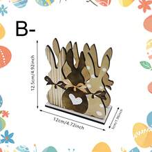1/4 piezas Soporte de servilletas de madera de Pascua con diseño de conejo y cruz, decoración rústica para mesa de comedor, suministros para fiesta de primavera - Multicolor - Ver 14