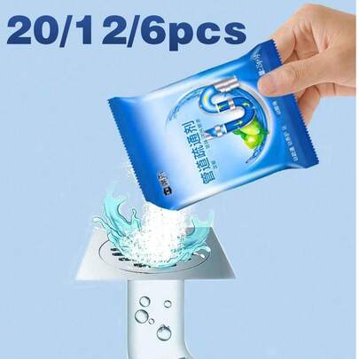 20/12/6pcs Super Drain Cleaner, Can Unblock Kitchen Sink, Toilet And Pipes In Seconds. It Has Strong Dissolving Power To Clean Kitchen And Toilet Pipes, Unclog Drains, Kitchen Accessories, Bathroom Accessories, Drain Cleaning Tools, A Household Essential