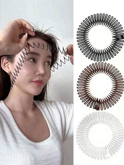 3/1pc Elastic Hair Comb, Invisible Anti-Breakage Comb, Rice Grain Comb, Spring Comb, Stretchable Hair Comb, Hair Accessory For Styling And Hiding Nape