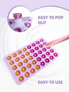 48孔硅胶甜甜圈糖果模具，迷你甜甜圈模具，不粘模具，适用于硬糖、巧克力、冰块、果冻、布丁、软糖等。 - 彩色 - 查看 5