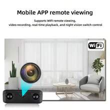 1个智能迷你摄像头，全高清1080P，支持2.4GHz无线WIFI，高清夜视，远程访问，语音对讲，室内/室外，家庭安全摄像头。 - 黑色 - 查看 8