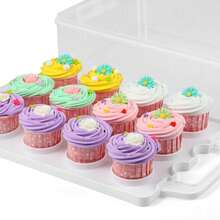 Gr8 Home 3 Tier Stackable Cupcake Carrier Box Muffin Cake Holder Plastic Clear Container - Clear - View 4