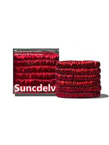 SUNCDELV SLIK 22 Momme 100% Silk Hair Scrunchie Handmade Pure Mulberry Hairbands Silk Hair Ties Scrunchies Set Women Curly Thin Hair Srevela Hair Accessories - Multicolor - View 23