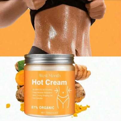Hot Cream: 20-Minute Soothing Body Gel For Post-Workout Muscle Relief & Cellulite Reduction, 87% Organic