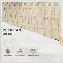 Rattan Garden Furniture Set Including A Sun Lounger, A Coffee Table, A Two-Seater Sofa And Cream-Colored Seat Cushions For Terrace And Balcony. - 白色 - 查看 4