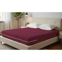 Double Gel Knit Mattress Cover With Zipper - Burgundy - View 12