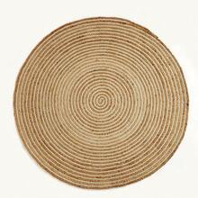 Handwoven 4ft Jute Area Rug Natural Fiber Cotton Round Boho Farmhouse Rustic Vintage Soft Braided Reversible  Friendly Rugs- Indoor Outdoor Kitchen Bedroom Living Room Hallways (4'ft Round) - 自然-13 - 查看 8