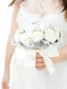 1件婚礼捧花，适用于新娘、伴娘、新娘捧花、抛捧花，可用于婚礼仪式、周年纪念、新娘送礼会、婚礼派对装饰、餐桌装饰、情人节配饰 - 彩色 - 查看 13