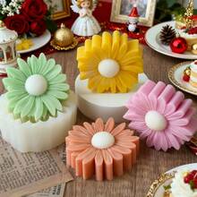 Sunflower Scented Candle Silicone Mold, DIY Daisy Flower Handmade Soap, Plaster Diffuser Stone Grinding Tool - White - View 2