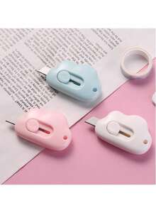 3pcs Cute Cloud Shaped Mini Portable Paper Cutter, Retractable Blade, Practical Hole Design For Letter, Small Box Opening, DIY Crafts - Cloud Shape - View 3