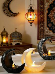 复古金属新月形烛台，适合家居装饰、桌面摆设，可放置于餐厅、客厅、卧室增添氛围，是斋月和中秋节的必备装饰品。 - 彩色 - 查看 4