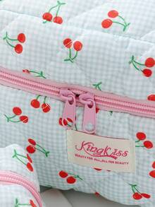 1件/套 格纹樱桃印花绗缝化妆包 大容量化妆包 化妆包套装 拉链多功能收纳包 适用于化妆品、护肤品、口红、防晒霜、护手霜、发夹、卫生巾、耳机、相机、硬币、钥匙、小物件 化妆包 化妆品收纳包 化妆盒 洗漱包 化妆收纳包 洗漱包 旅行化妆包 - 彩色 - 查看 8