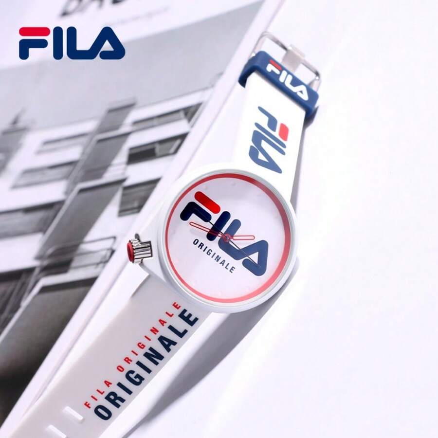Đồng hồ FILA Quartz dành cho nam, kiểu dáng thể thao cổ điển với các khối màu phối hợp và logo lớn, dây đeo silicon màu trắng, đồng hồ đeo tay phù hợp cho phong cách đường phố và sử dụng hàng ngày. - Một cỡ - Xem 1