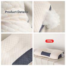 Neck Support Pillow – Rectangular Massage Design, Non-Sagging Knitted Cotton Pillow Core, Pillow For Adult Dormitories - Trắng (950g) - Xem 5
