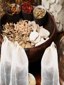 5/3个棉纱过滤袋，专为一次性过滤而设计，非常适合分离腌料调味料和残渣，采用抽绳封口设计，也可作为茶包使用。 - 彩色 - 查看 21