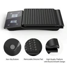 Balanza digital de cocina para café con temporizador, báscula electrónica de alta precisión de 0.1g, función de tara automática, pantalla LED táctil grande y clara, conversión de 3 unidades, apagado automático, incluye almohadilla de silicona resistente al calor - Negro - Ver 3