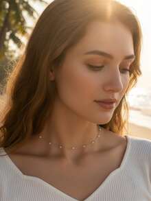 imoli Faux Pearl Decor Necklace - Silver - View 6