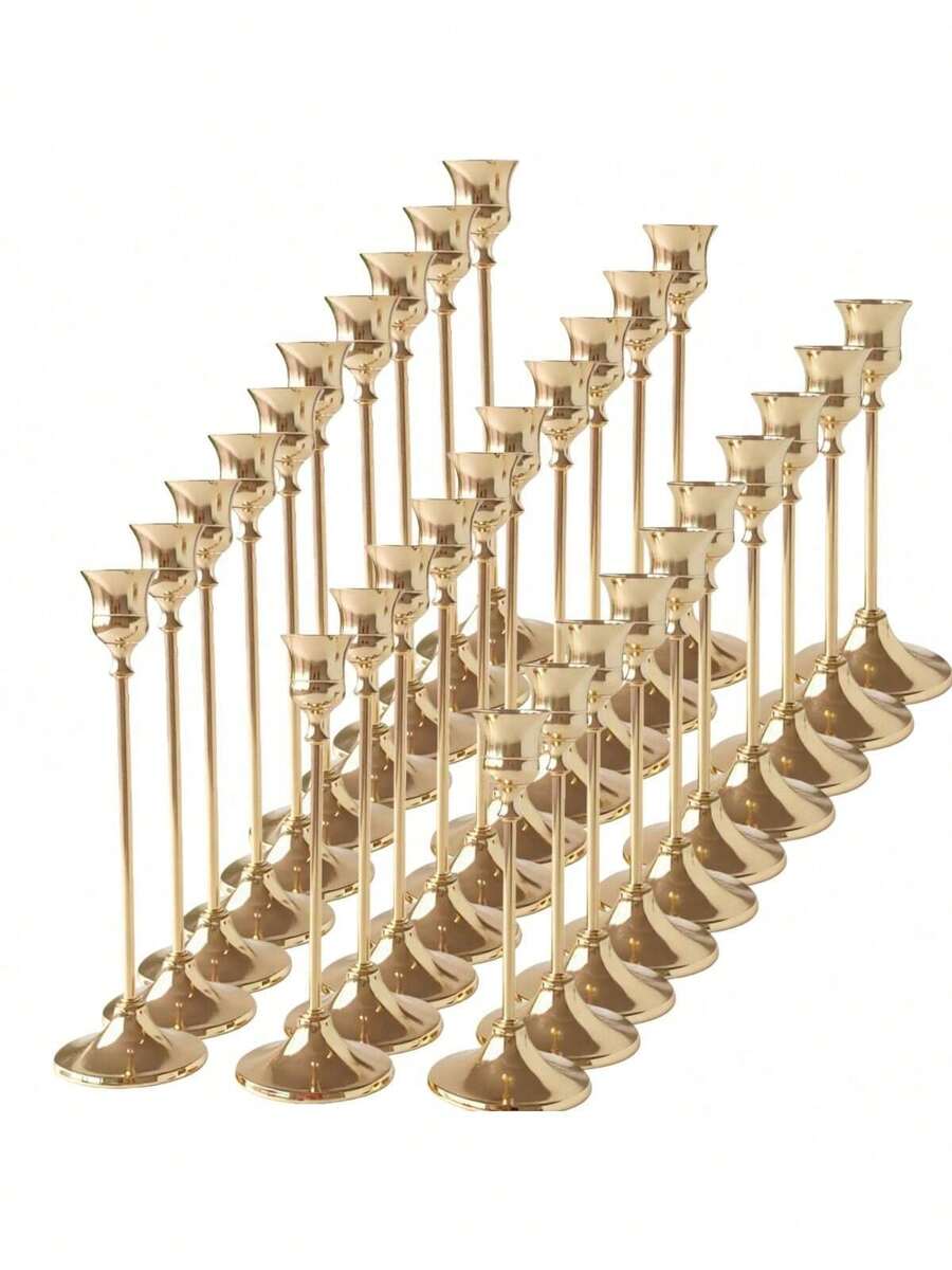 12个/6个/3个/1个铁质锥形烛台，装饰烛台 - 适用于婚礼、餐厅、派对、壁炉装饰，圆柱形烛台，适用于婚礼、家居装饰、节日派对、庆典装饰