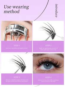 自然簇状睫毛嫁接，舒适自然效果 - 黑色 - 查看 6