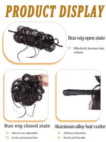 Self-Winding Hair Stick Bun Wig For Women, Side-Swept Dragon Beard Hair Tie, Lazy Bun Updo - Multicolor - View 3