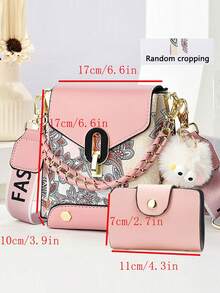 Mini Phone Bag Set - Fashionable Printed Shoulder Crossbody Bag - Pink - View 3