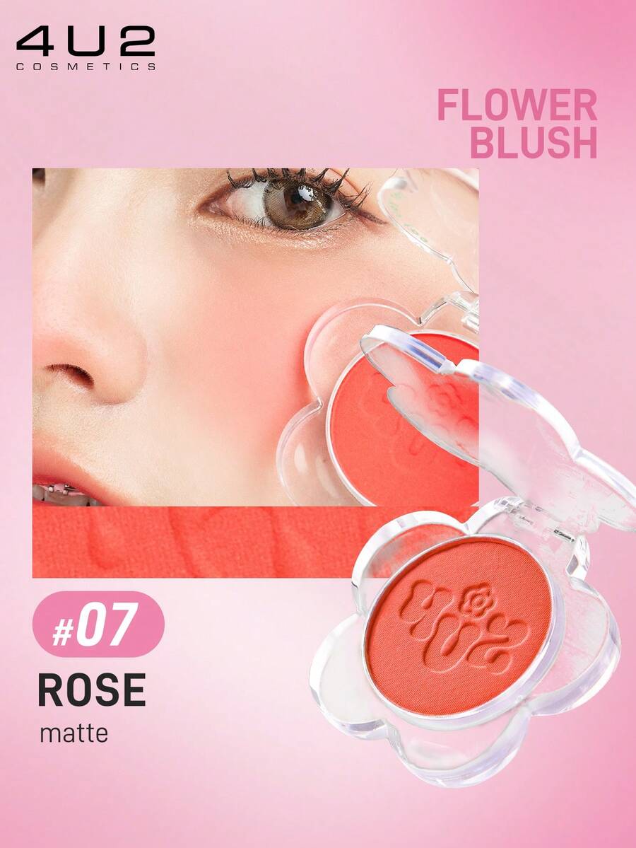 4U2 Blush, Long-Lasting, Lightweight, Buildable Blush Providing Matte Finish, Vegan, Non-Irritating - 07 Rose - View 1