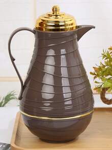 1pc 1L Pink Glass Vacuum Insulated Bottle, Plastic Shell, Home Decor, Coffee/Tea Thermal Carafe - Beige - View 10