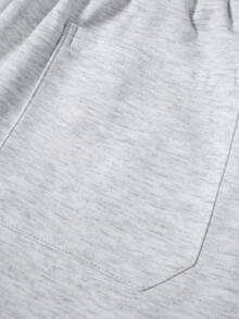 Men's Casual Solid Color Multi-Pocket Cargo Pants With Elastic Drawstring Waist Sports Fall - Light Grey - View 9