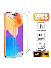 2 Pieces High-Definition Transparent Mobile Phone Protective Tempered Film, Compatible With IPhone 11/12/13/14/15/16/17 Series, Suitable For Daily Home And Office Use - Clear - View 27