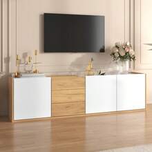 TV-Schrank, No Panels In White And Wood, TV-Möbel, Die An Die Wand Gehängt Oder Auf Den Boden Gesturellt Werden Können - White - View 4