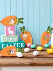 5pcs Easter Carrot Drawstring Bag With 10pcs Gift Tags Creative Cute Bunny Ear Velvet Gift Bags Cartoon Easter Gift Wrapping Bag For Spring Easter Decoration Easter Gifts - Orange - View 5