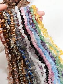 1 Strand Natural Gravel Stone Crystal Chips Beads Irregularity Gemstone Jasper Freeform Chip Nugget Beads, Sunstone, Fluorite, Amethyst Healing Energy Loose Beads DIY Jewelry Making For Necklace Earrings Bracelets Jewelry - Multicolor - View 4