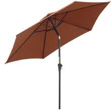 Crank-Operated Tilting Parasol, 2.7 M In Diameter, Aluminum And 180 G/M² Brown Polyester, Ideal For Garden And Terrace. - B - View 1