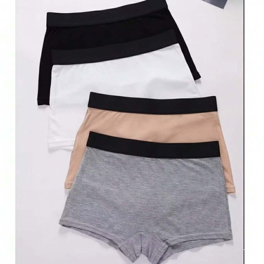 shortinho boxer Feminino de algodão com 5 unidades - Multicolorido - Visão 1